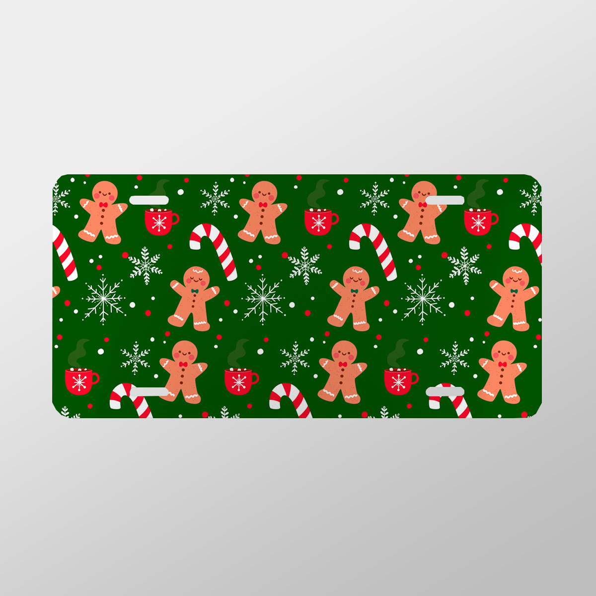 Red Green And White Gingerbread Man, Candy Cane With Snowflake Vanity Plate