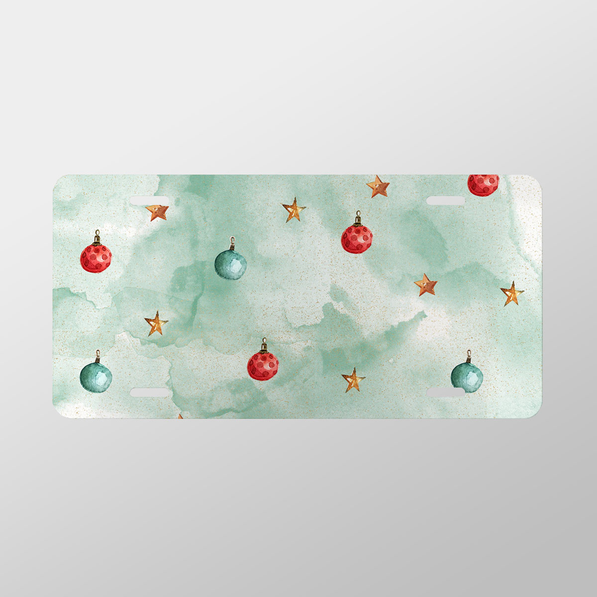 Watercolor Christmas Balls And Stars Pattern Vanity Plate