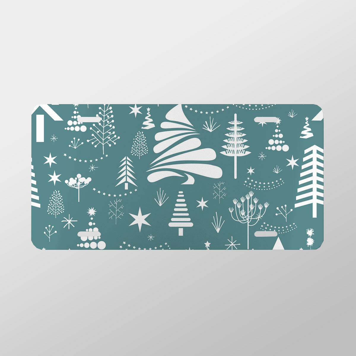 White And Blue Pine Tree Silhouette Pattern Vanity Plate