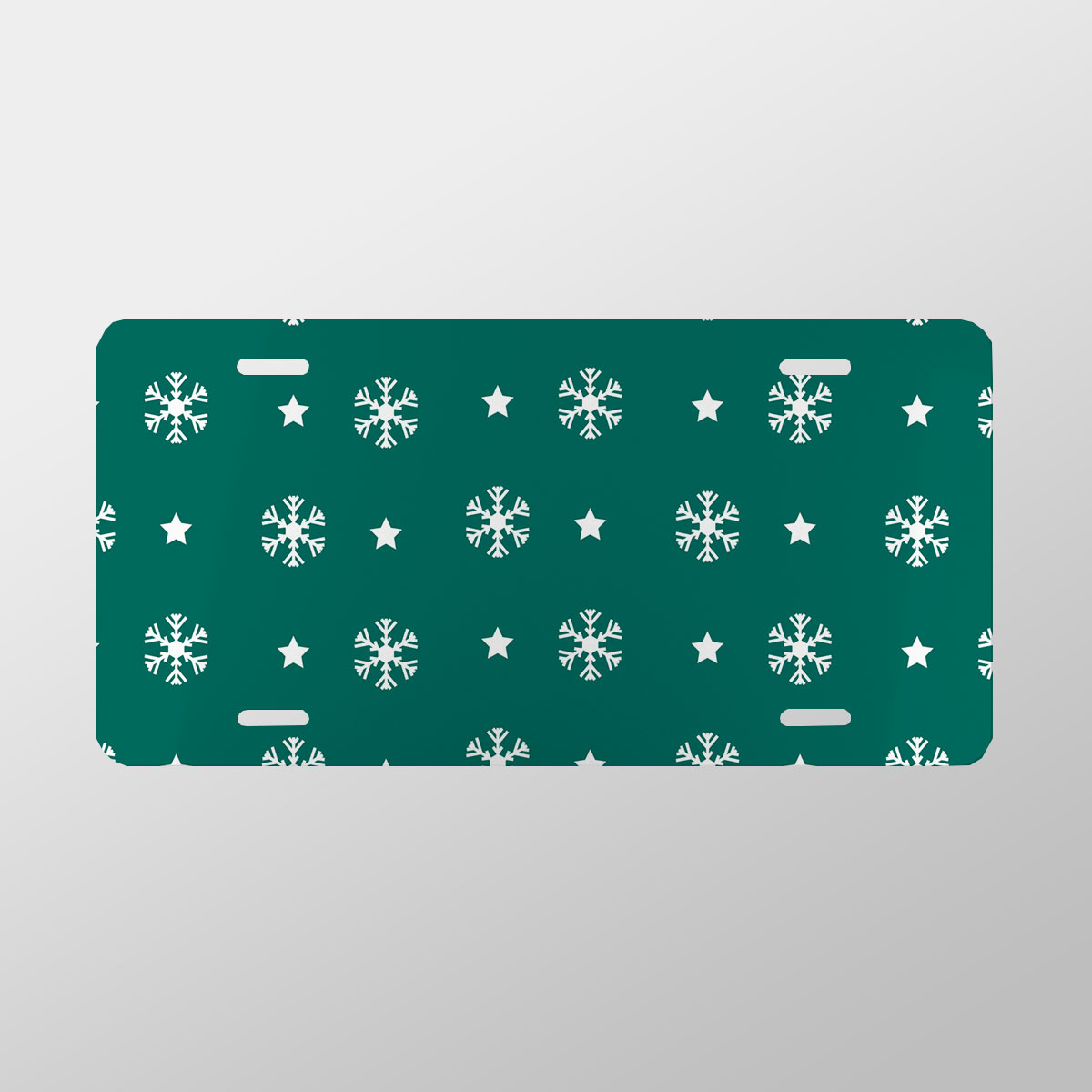 White And Dark Green Snowflake With Christmas Star Vanity Plate