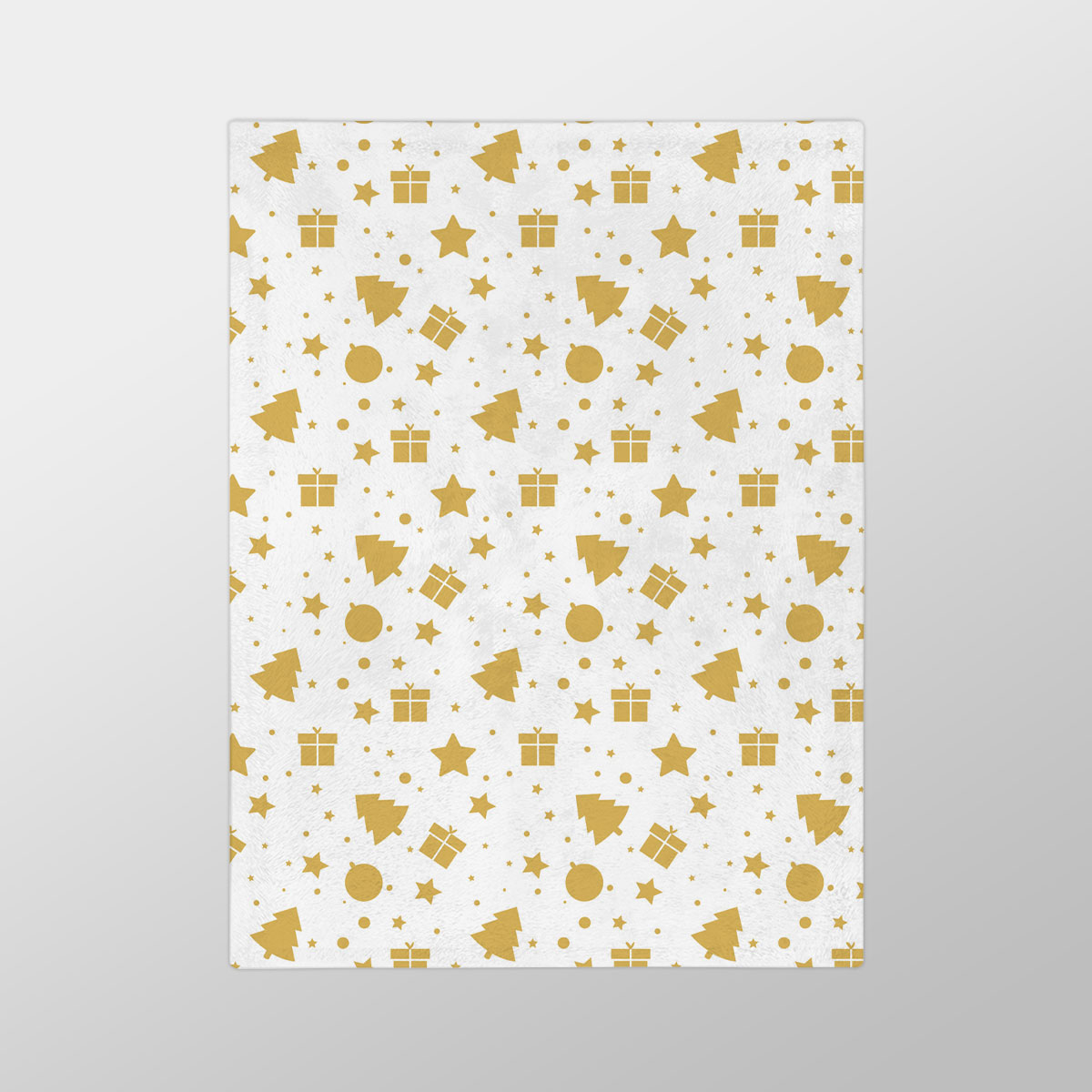 Christmas Gifts, Baudles And Pine Tree Silhouette Filled In Gold Color Pattern Velveteen Minky Blanket