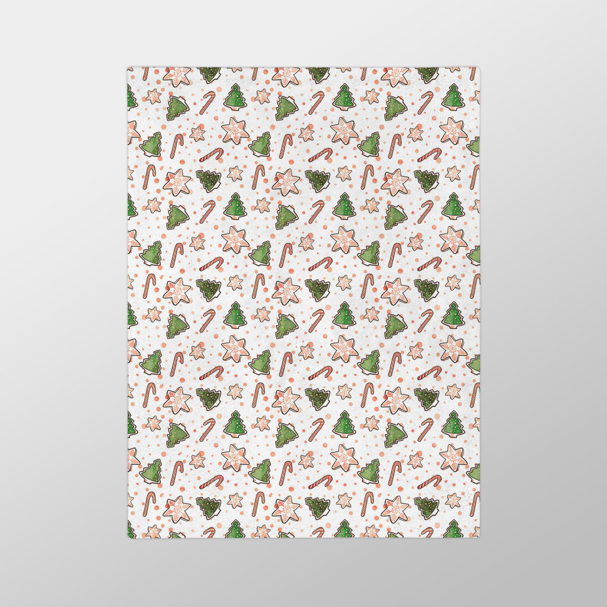 Christmas Tree, Pine Tree, Snowflake And Candy Canes Velveteen Minky Blanket