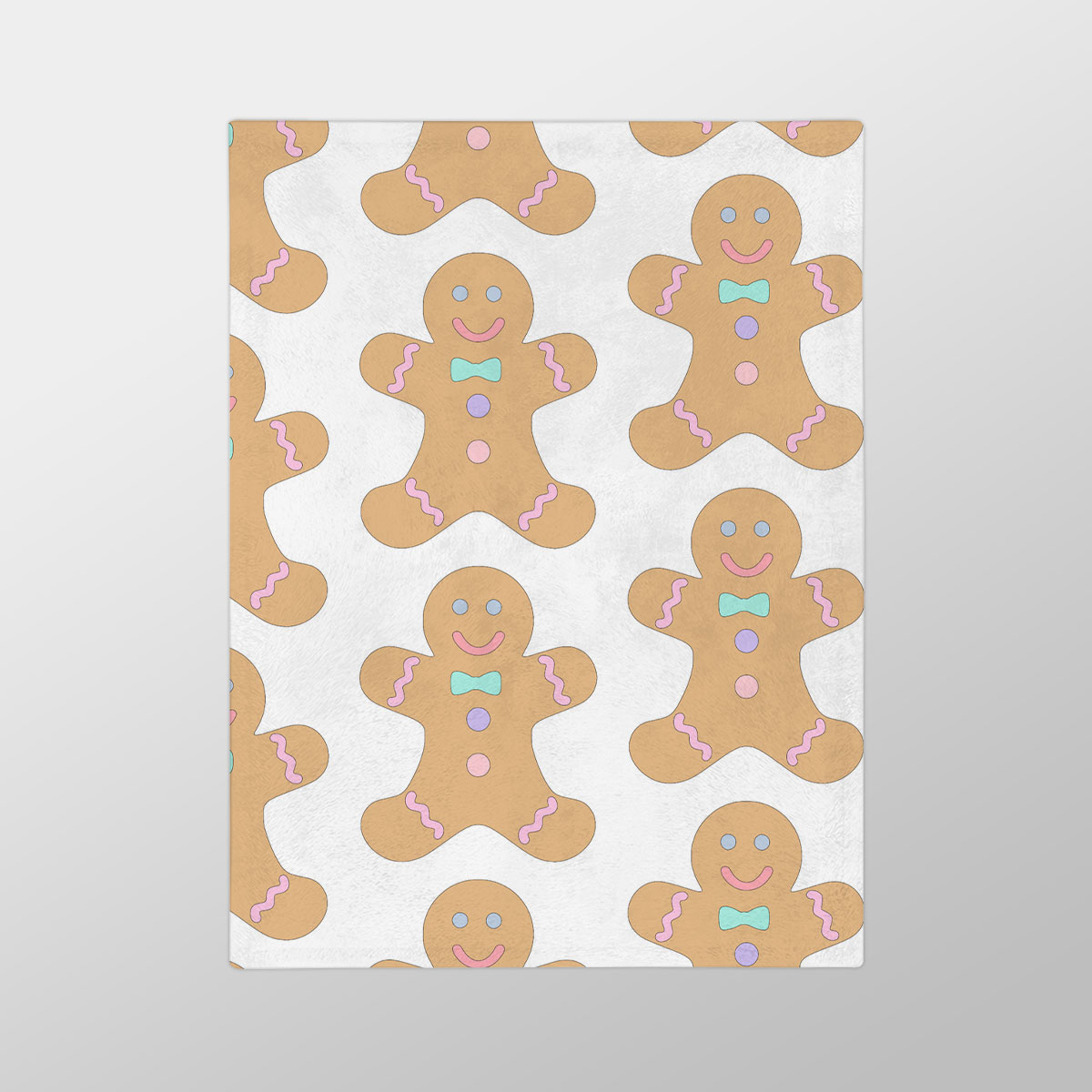 Cute Gingerbread Man Cookies Seamless Pattern Velveteen Minky Blanket