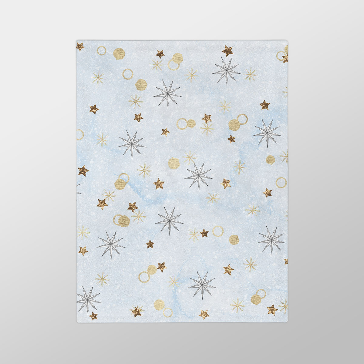 Gold Christmas Star On Snowflake Background Velveteen Minky Blanket