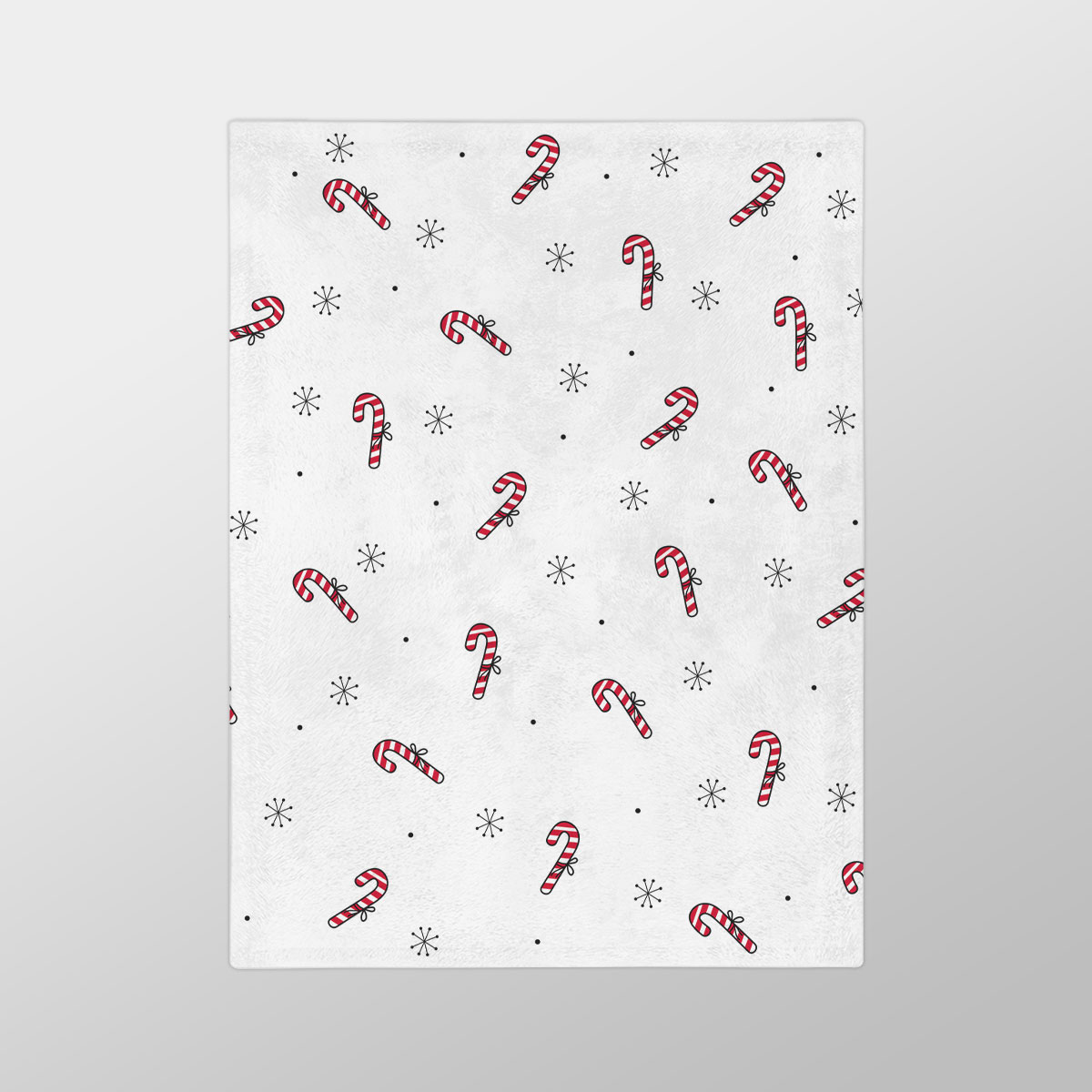Hand Drawn Candy Canes, Snowflake Clipart Seamless White Pattern Velveteen Minky Blanket