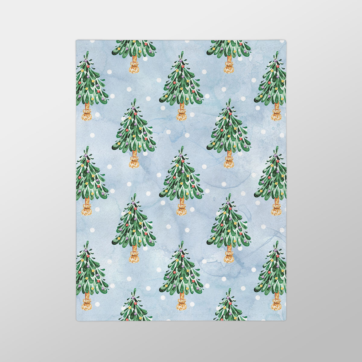 Pine Tree, Christmas Tree On Snowflake Background Velveteen Minky Blanket