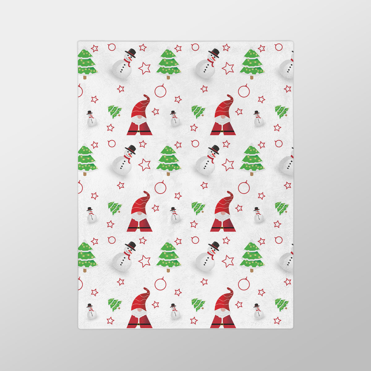 Santa Claus, Snowman Clipart And Pine Tree Silhouette Seamless Pattern Velveteen Minky Blanket