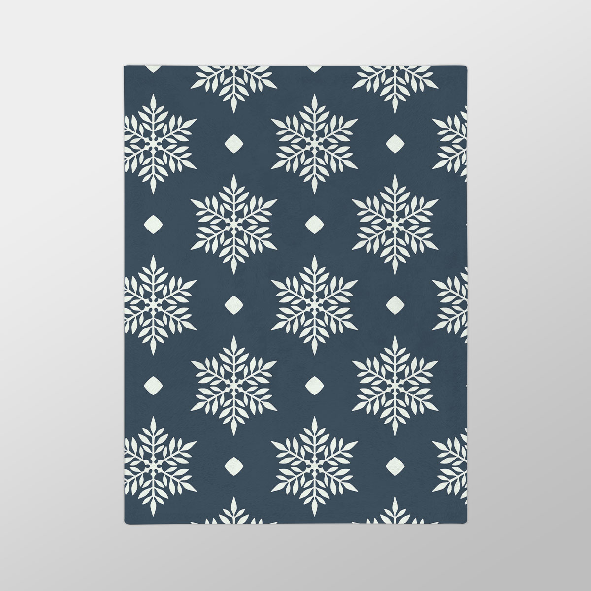 Snowflake On Dark Blue Background Velveteen Minky Blanket
