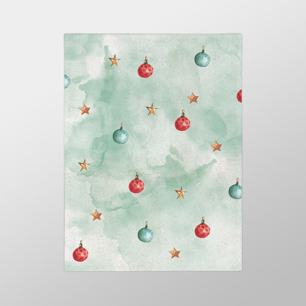 Watercolor Christmas Balls And Stars Pattern Velveteen Minky Blanket