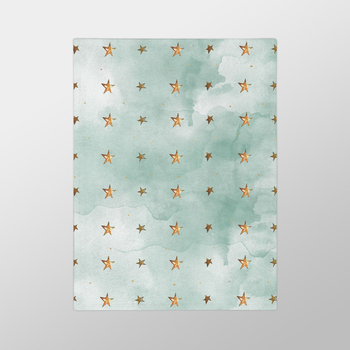 Watercolor Gold Christmas Star Pattern Velveteen Minky Blanket