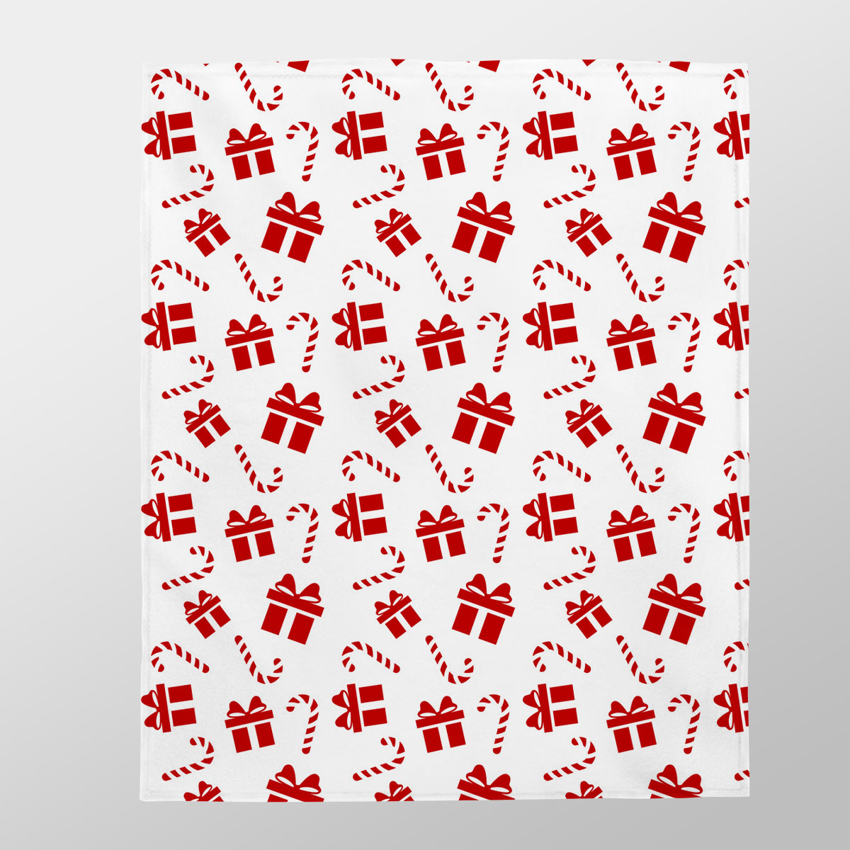 Christmas Gifts And Candy Canes Seamless White Pattern Velveteen Plush Blanket