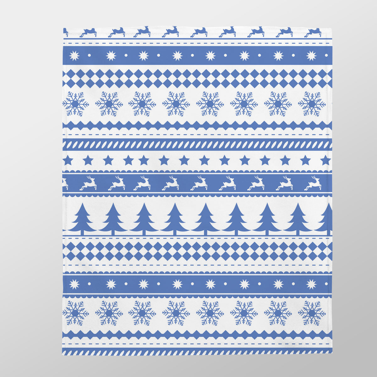 Christmas Pine Tree Silhouette, Reindeer And Snowflake Seamless Blue Pattern Velveteen Plush Blanket