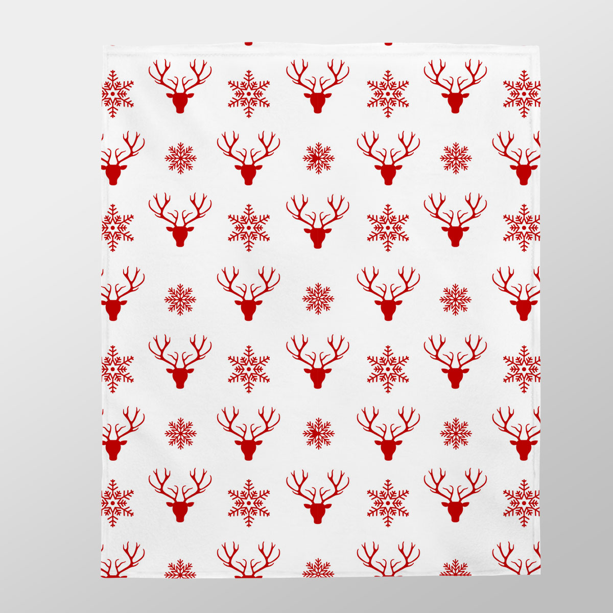 Christmas Reindeer And Snowflake Clipart Seamless White Pattern Velveteen Plush Blanket