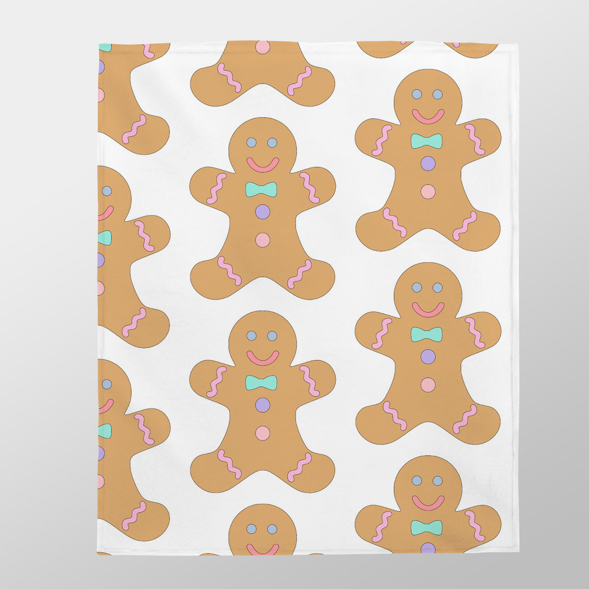 Cute Gingerbread Man Cookies Seamless Pattern Velveteen Plush Blanket