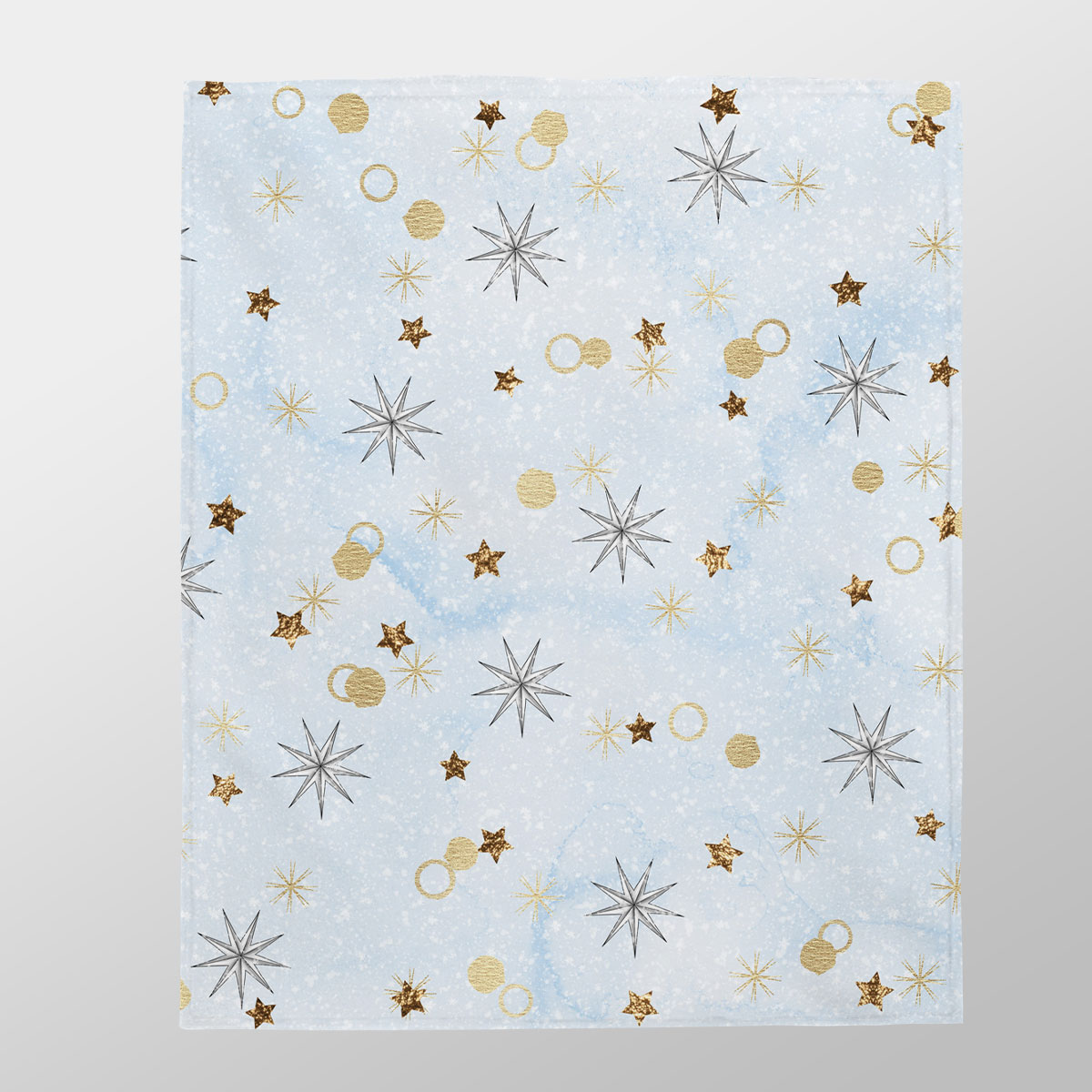 Gold Christmas Star On Snowflake Background Velveteen Plush Blanket