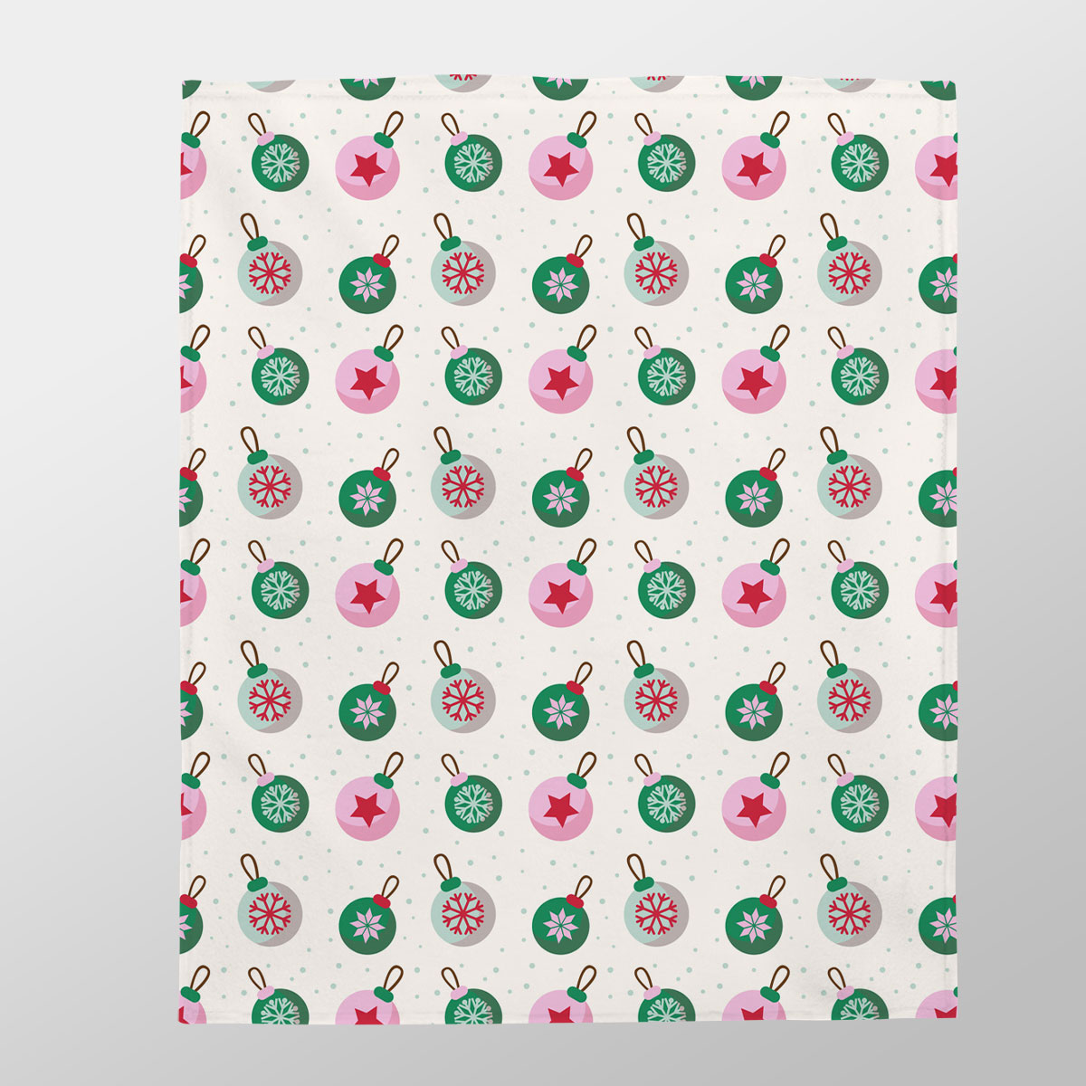 Green Pink And White Christmas Ball Pattern Velveteen Plush Blanket
