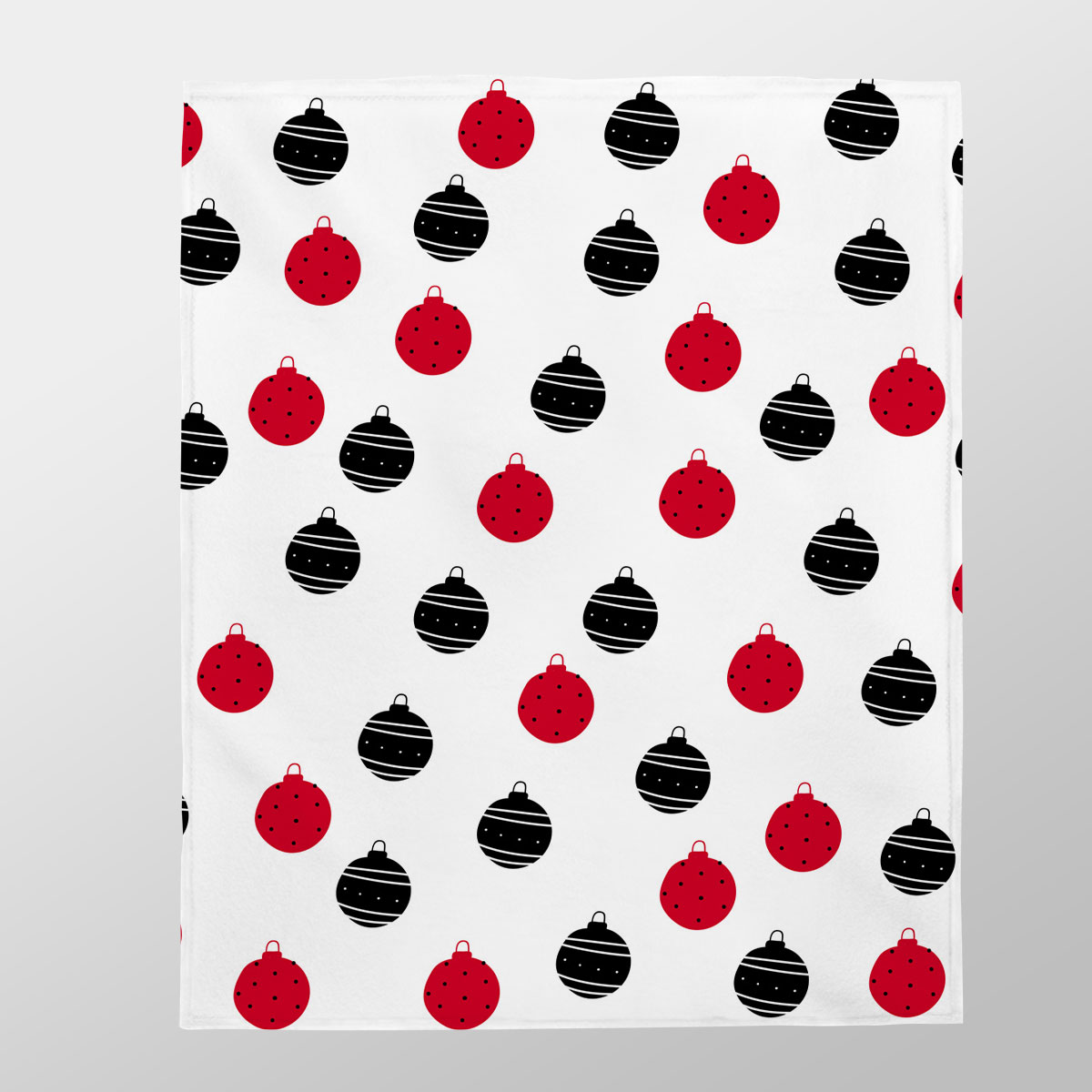 Hand Drawn Black and Red Christmas Balls Seamless Pattern Velveteen Plush Blanket