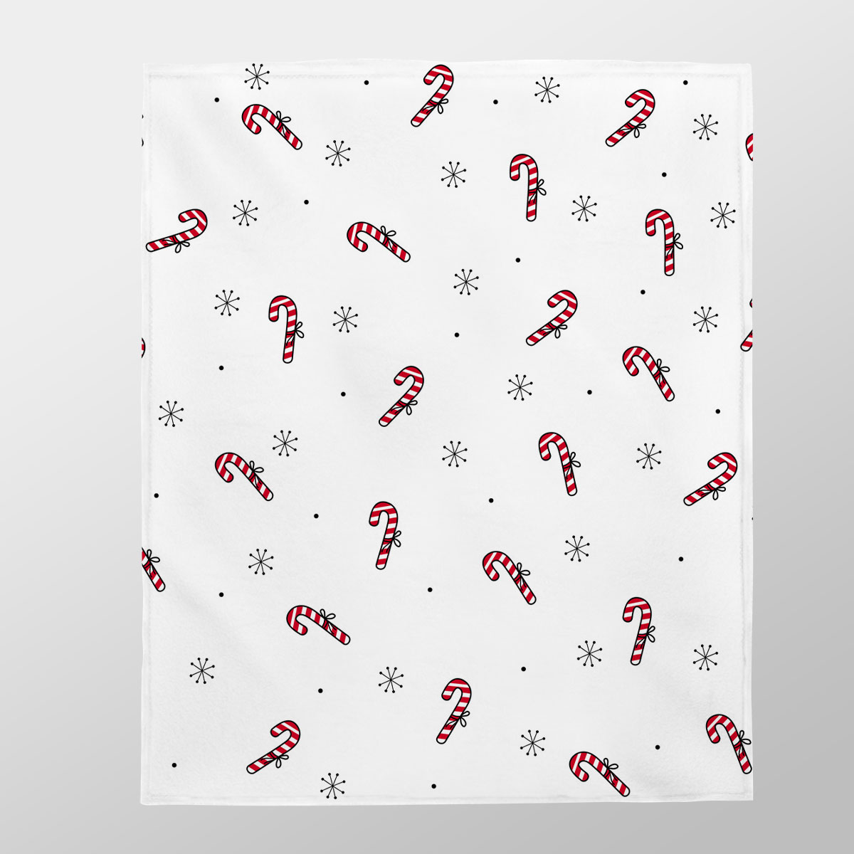 Hand Drawn Candy Canes, Snowflake Clipart Seamless White Pattern Velveteen Plush Blanket