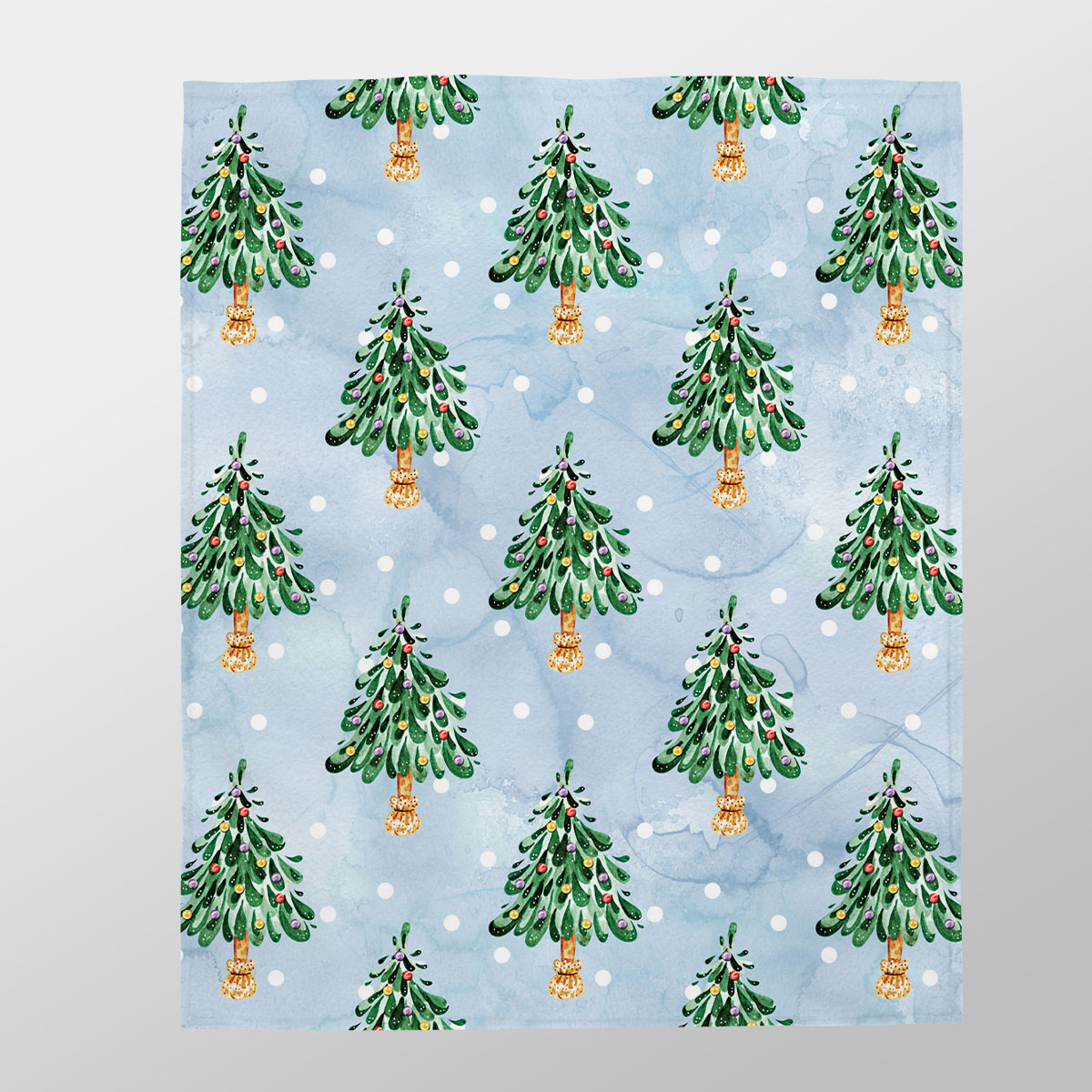 Pine Tree, Christmas Tree On Snowflake Background Velveteen Plush Blanket
