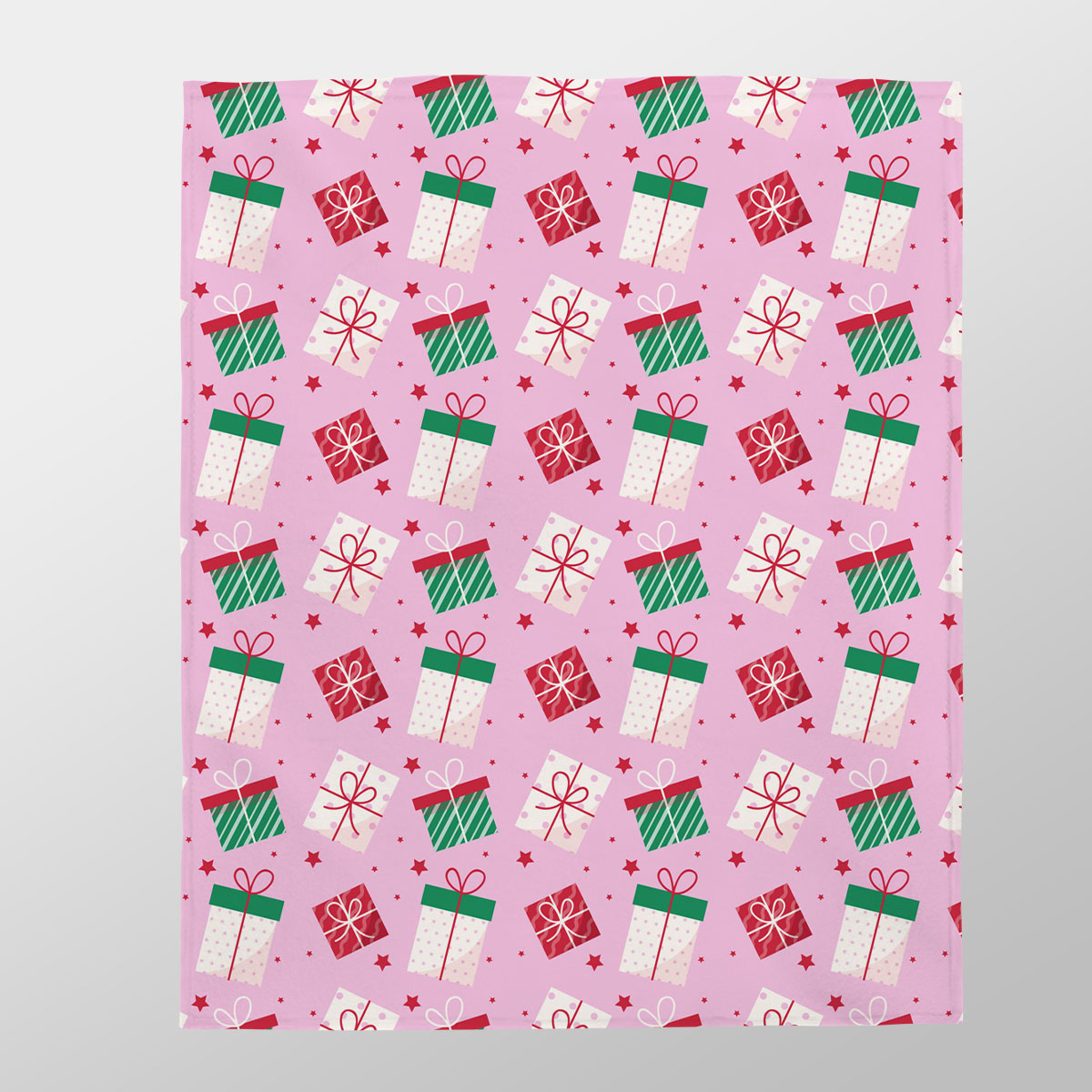 Red Green And White Christmas Gift On Pink Background Velveteen Plush Blanket