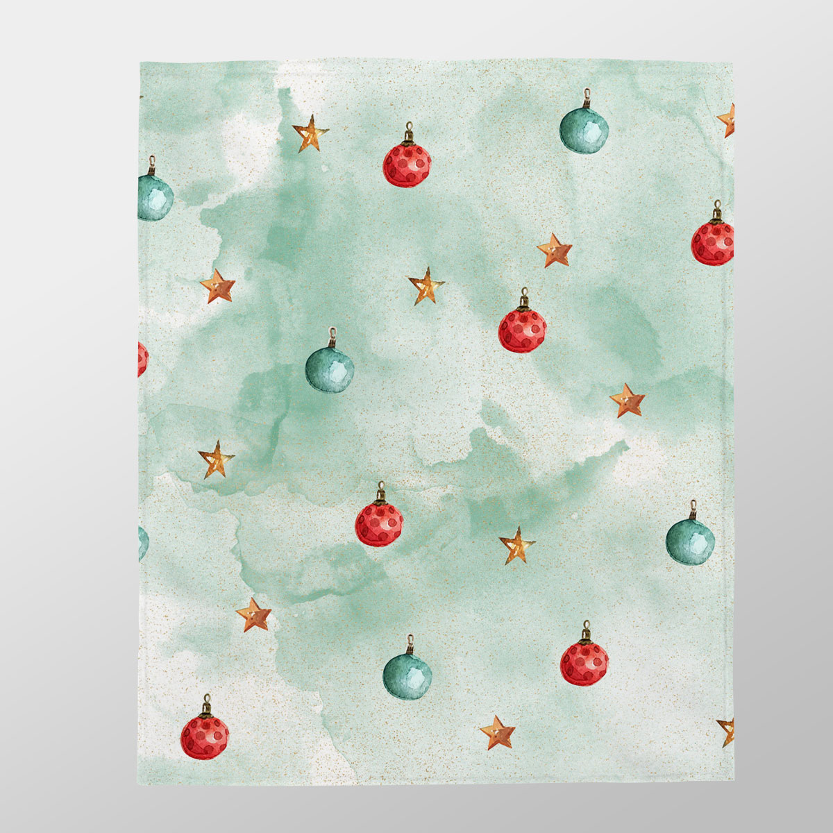 Watercolor Christmas Balls And Stars Pattern Velveteen Plush Blanket
