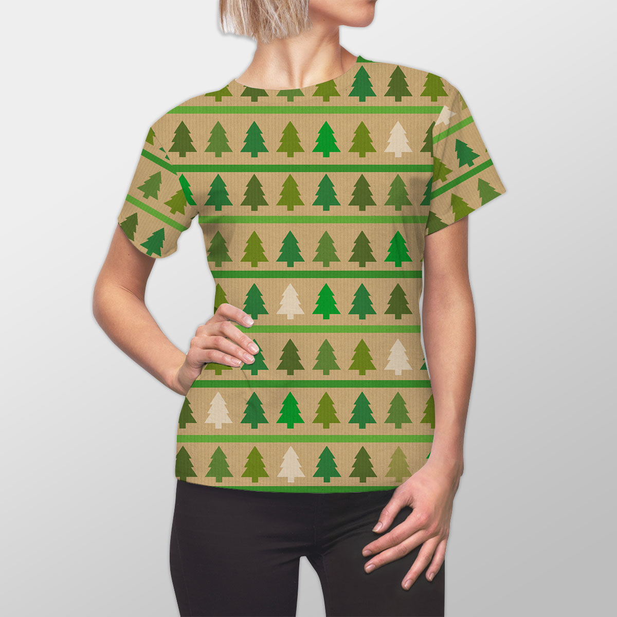 Christmas Tree, Pine Tree, Pine Tree Drawing Women Cut Sew Tee