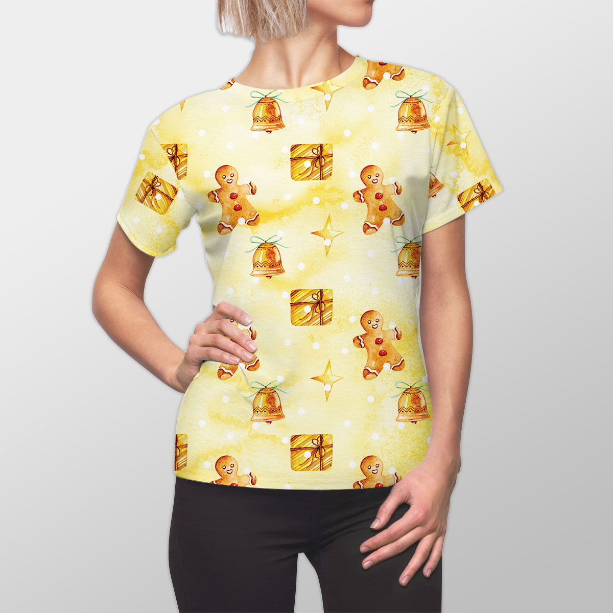 Gingerbread, Gingerbread Man, Bells And Christmas Gifts Women Cut Sew Tee