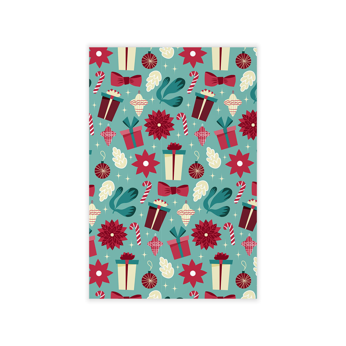Christmas Gift, Candy Cane On Blue Background Wall Decals