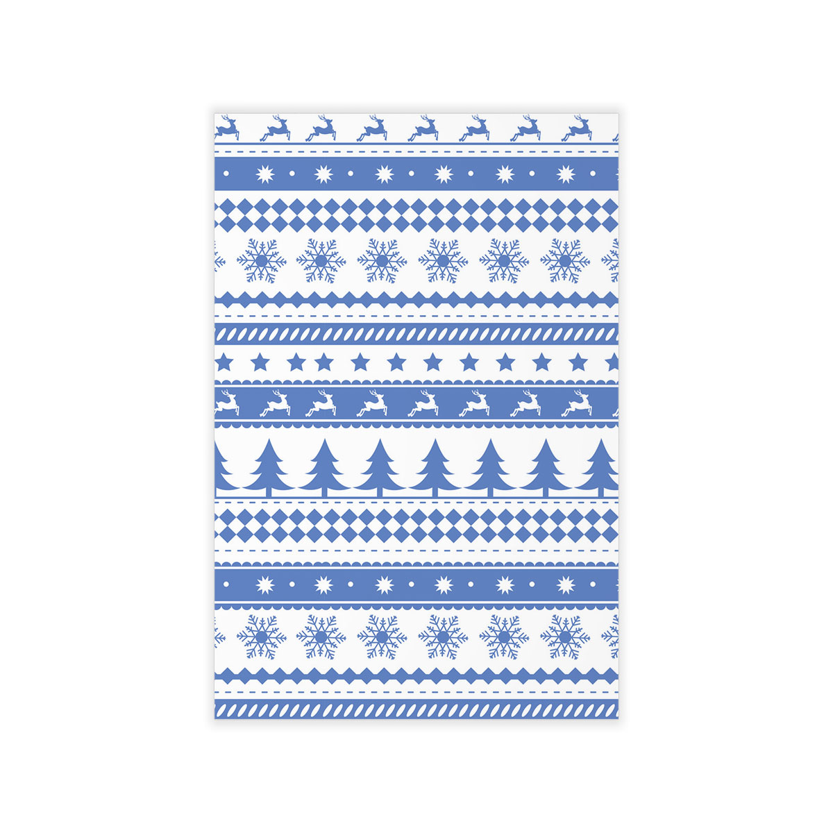 Christmas Pine Tree Silhouette, Reindeer And Snowflake Seamless Blue Pattern Wall Decals
