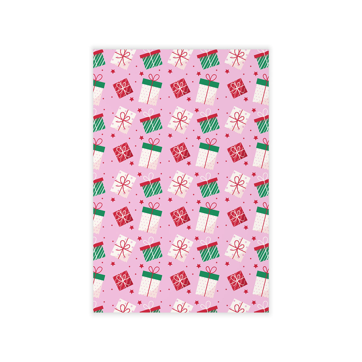 Red Green And White Christmas Gift On Pink Background Wall Decals