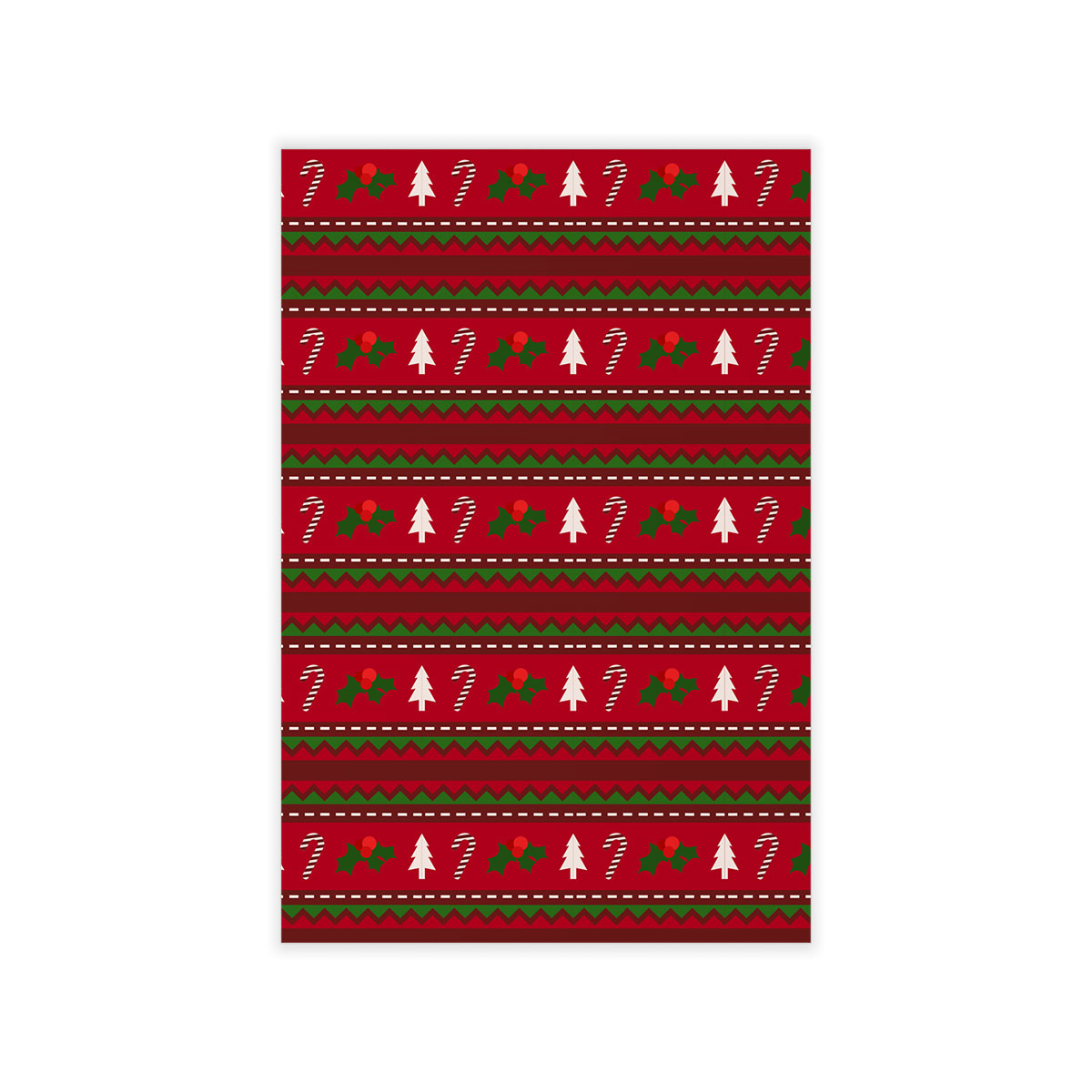 Red Green And White Christmas Tree, Holly Leaf With Candy Cane.jpg Wall Decals