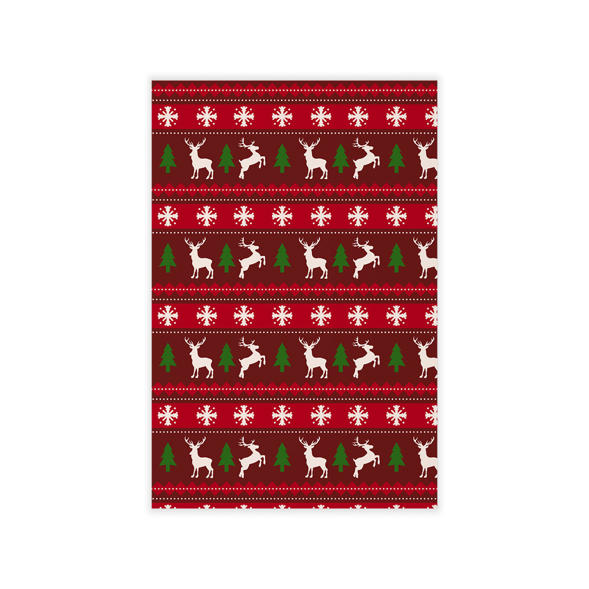 Red Green And White Christmas Tree, Reindeer With Snowflake Wall Decals