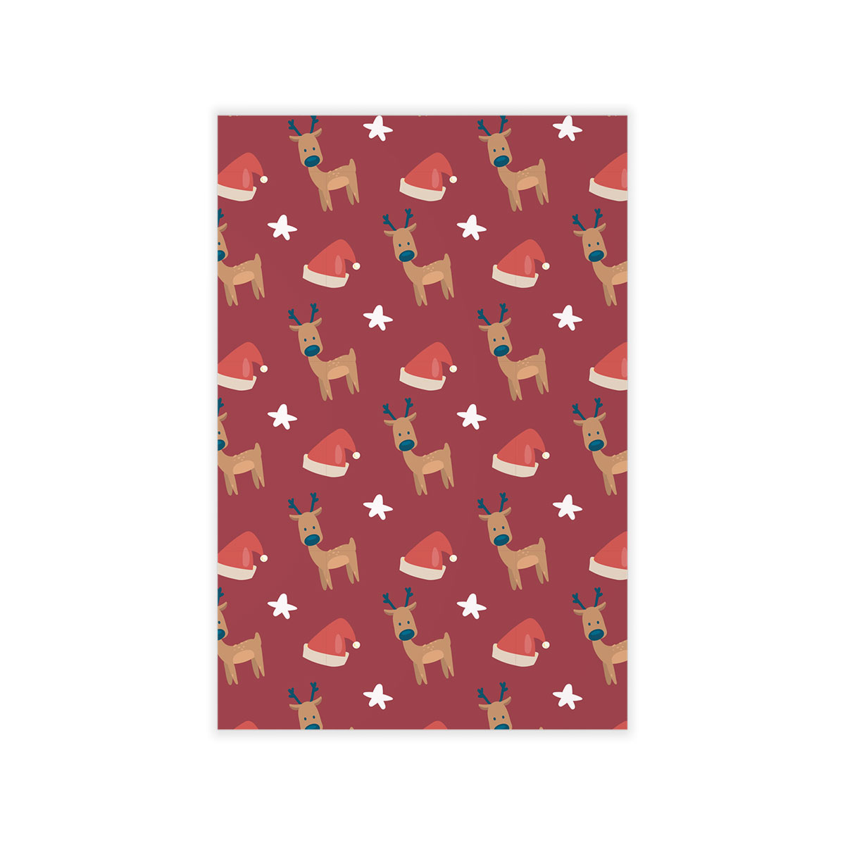 Reindeer Clipart, Santa Hat And Star Seamless Red Pattern Wall Decals