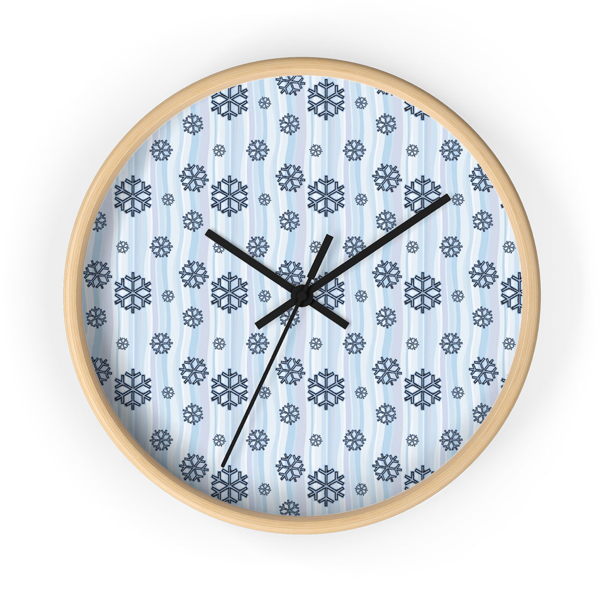 Snowflake, Snowflake Background, Snowflake Pattern 8 Printed Wooden Wall Clock