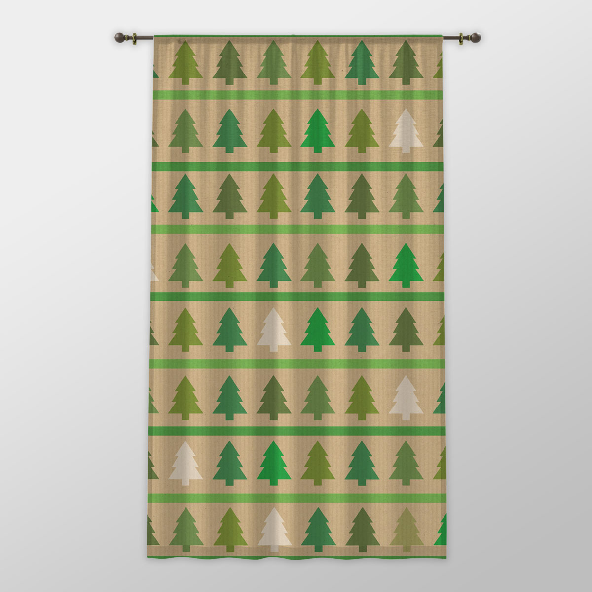 Christmas Tree, Pine Tree, Pine Tree Drawing One-side Printed Window Curtain