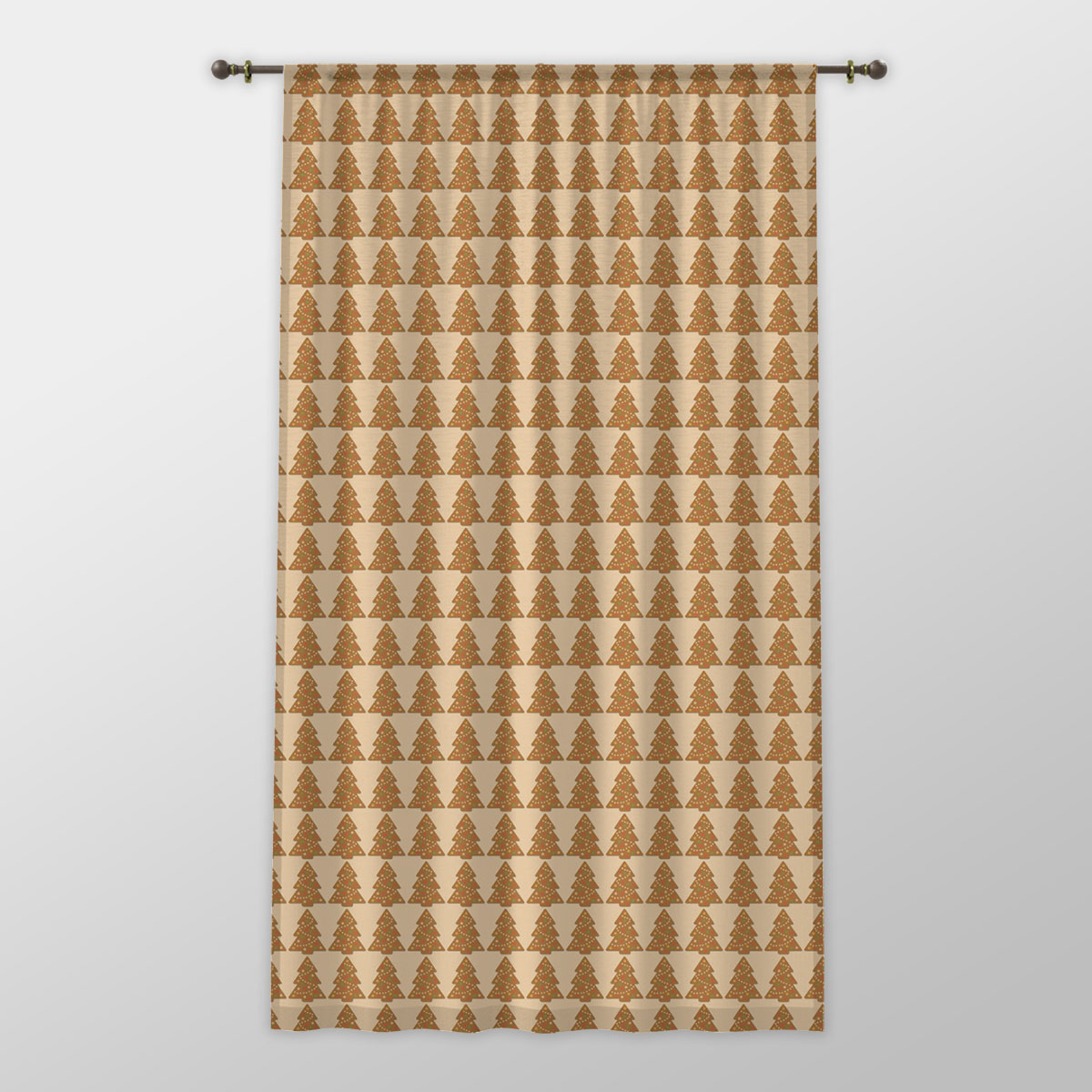 Gingerbread, Gingerbread Christmas Tree One-side Printed Window Curtain