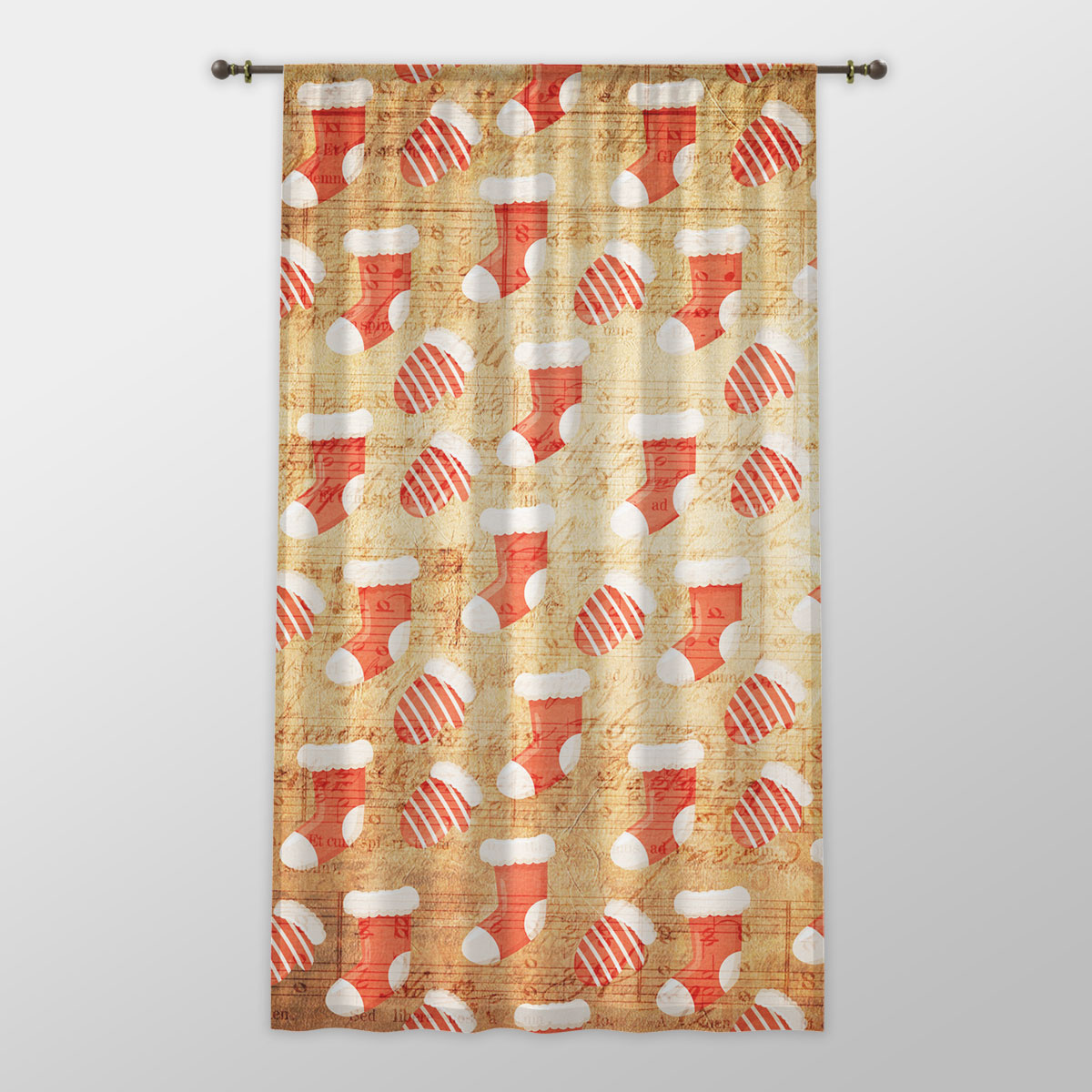 Red Socks And Christmas Oven Mitts One-side Printed Window Curtain