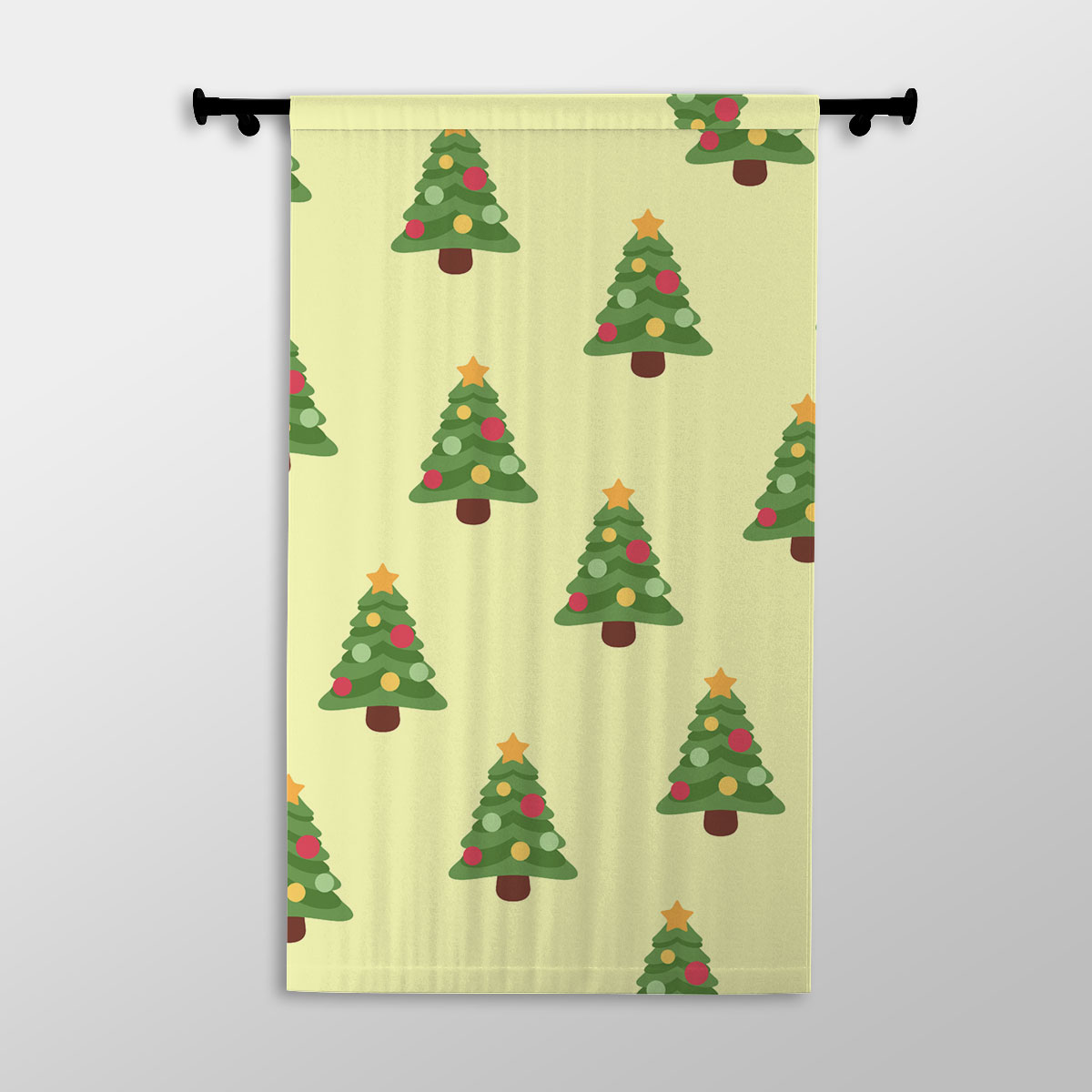 Christmas Tree, Pine Tree, Christmas Balls Printed Window Curtains