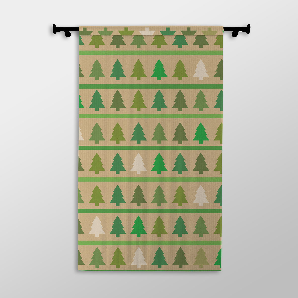 Christmas Tree, Pine Tree, Pine Tree Drawing Printed Window Curtains