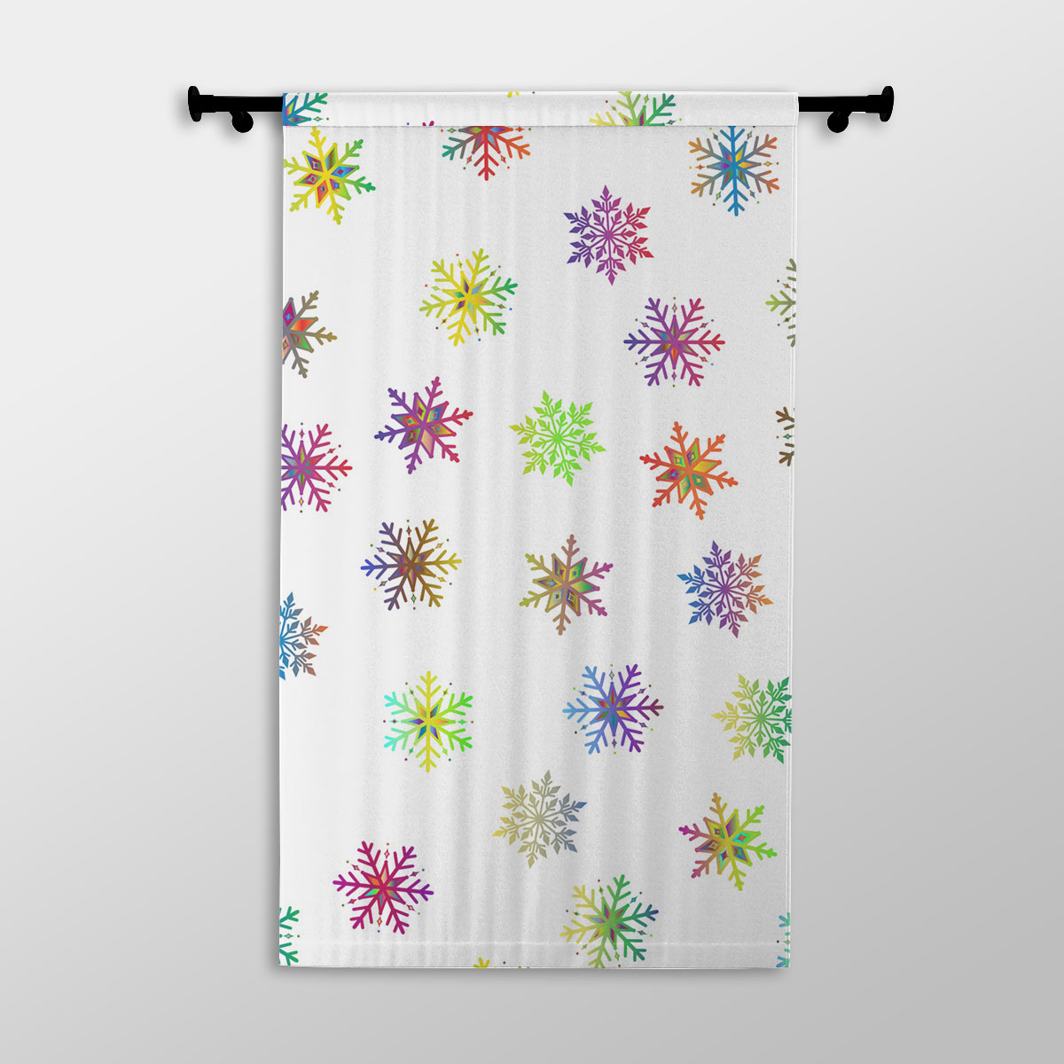 Colorfull Christmas Snowflake Clipart Seamless Pattern Printed Window Curtains