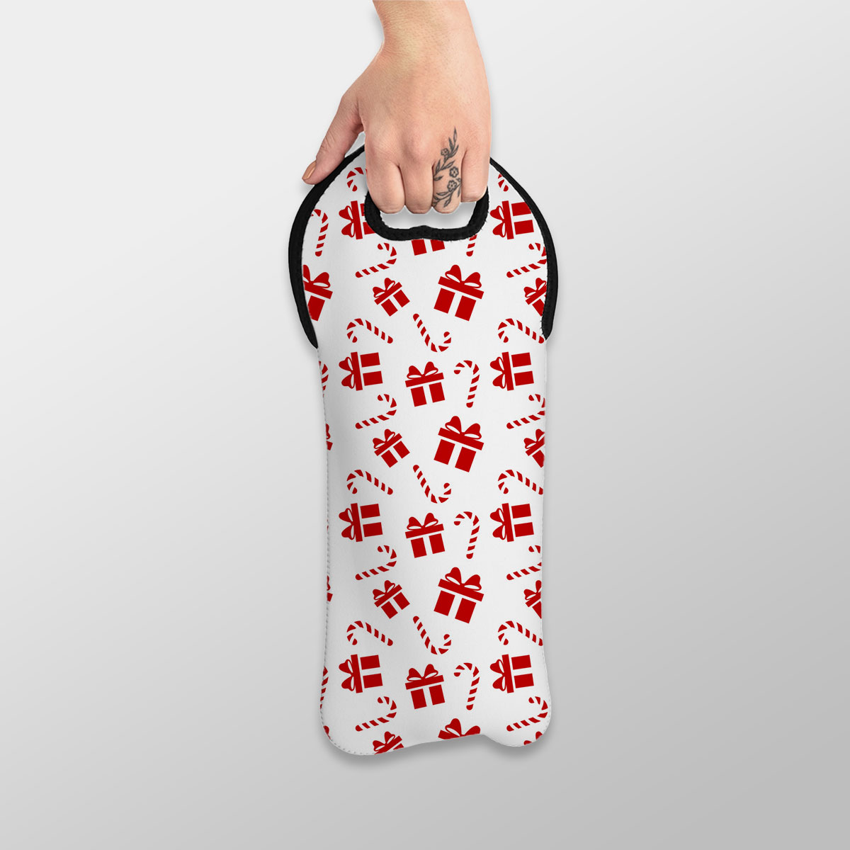 Christmas Gifts And Candy Canes Seamless White Pattern Wine Tote Bag