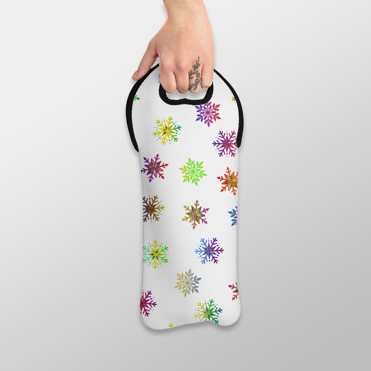 Colorfull Christmas Snowflake Clipart Seamless Pattern Wine Tote Bag