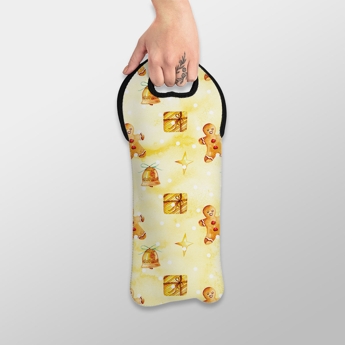 Gingerbread, Gingerbread Man, Bells And Christmas Gifts Wine Tote Bag