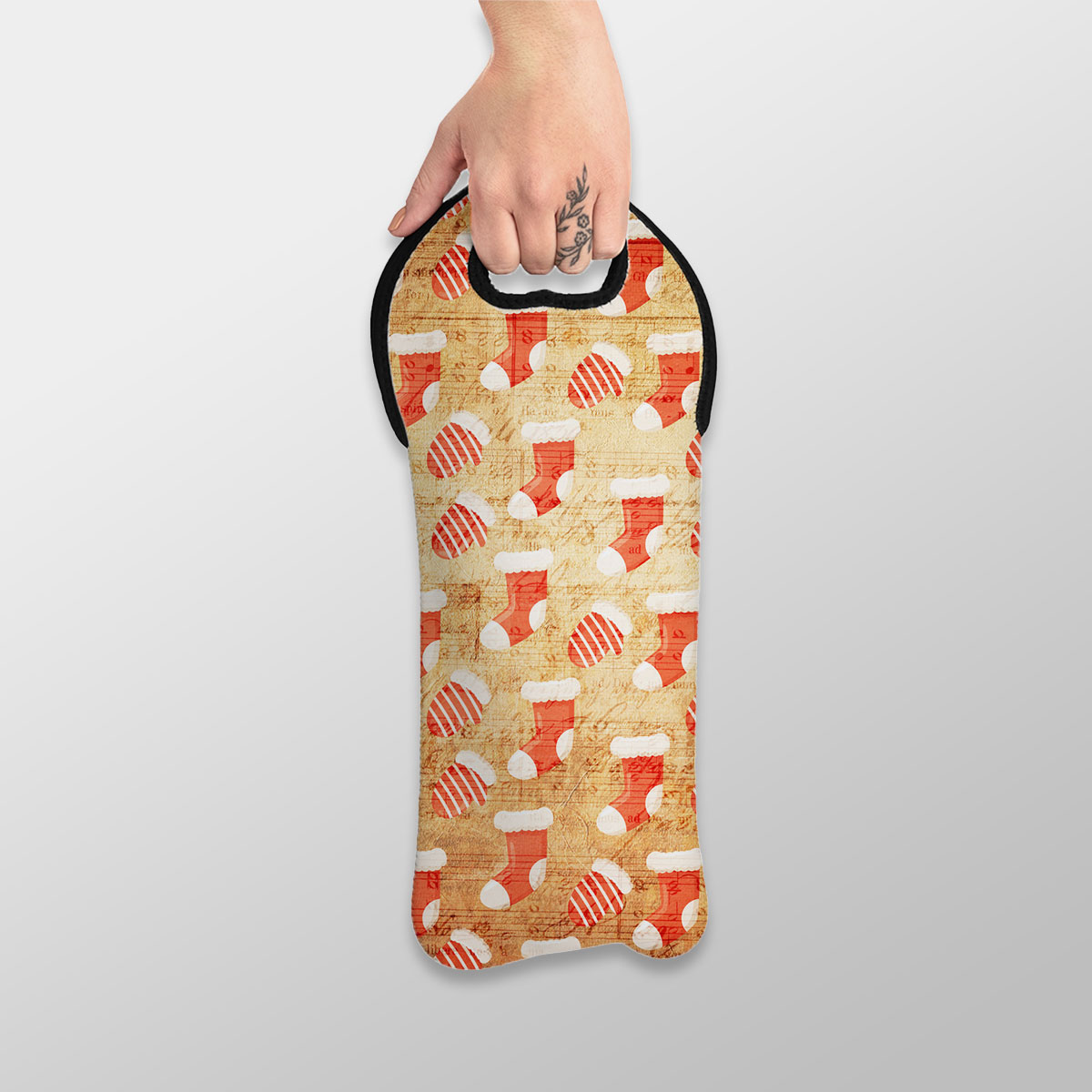 Red Socks And Christmas Oven Mitts Wine Tote Bag