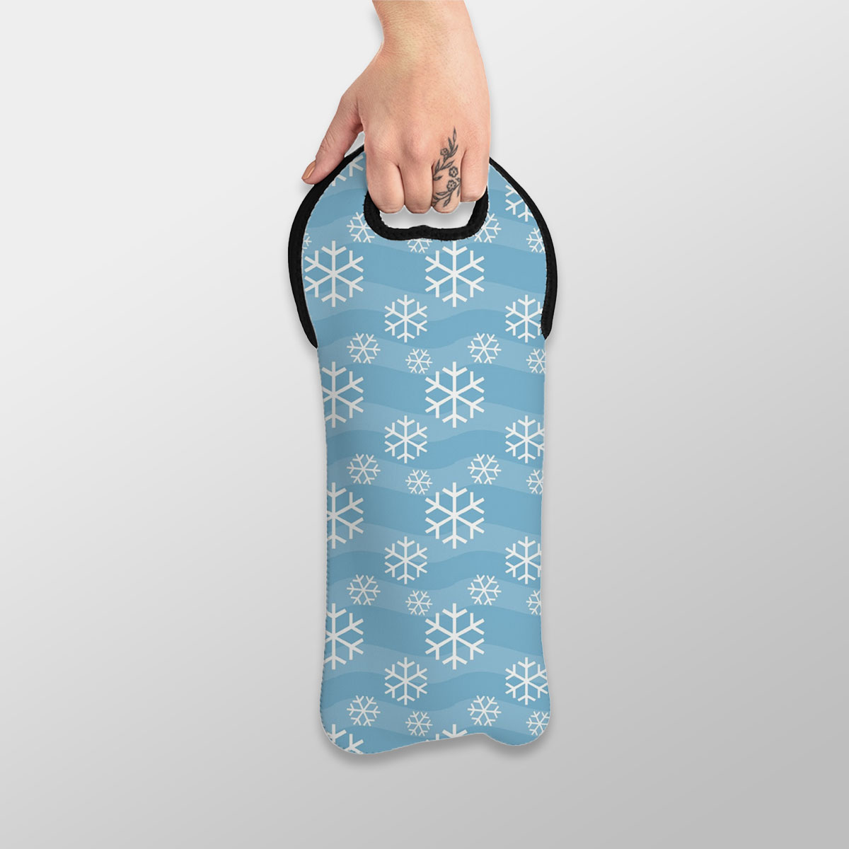 Snowflake, Snowflake Background, Snowflake Pattern 7 Wine Tote Bag