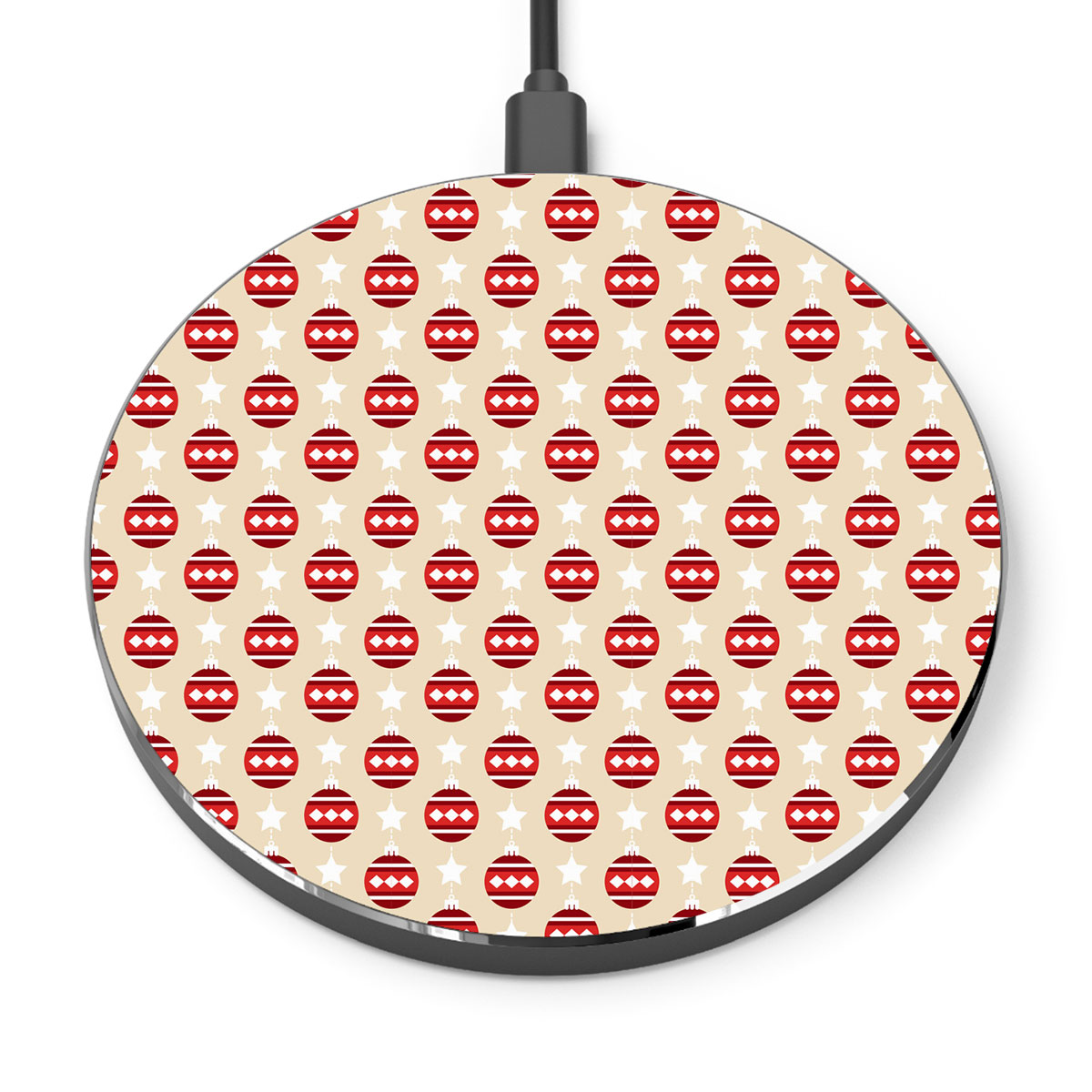 Christmas Balls Hanging With Star Seamless Pattern Printed Wireless Charger