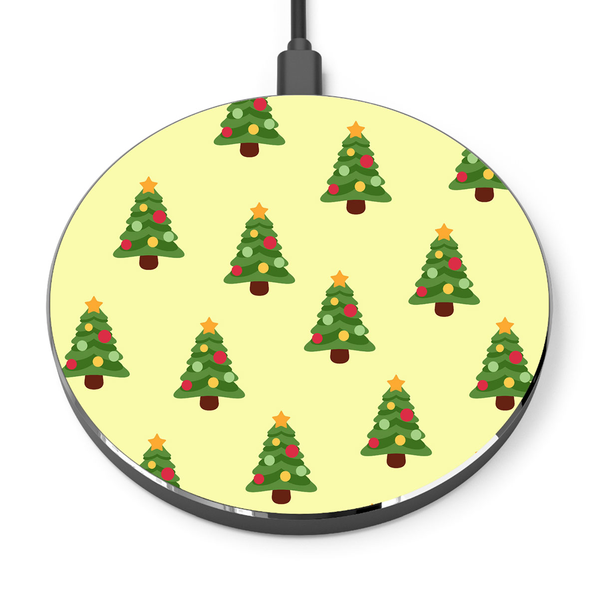 Christmas Tree, Pine Tree, Christmas Balls Printed Wireless Charger