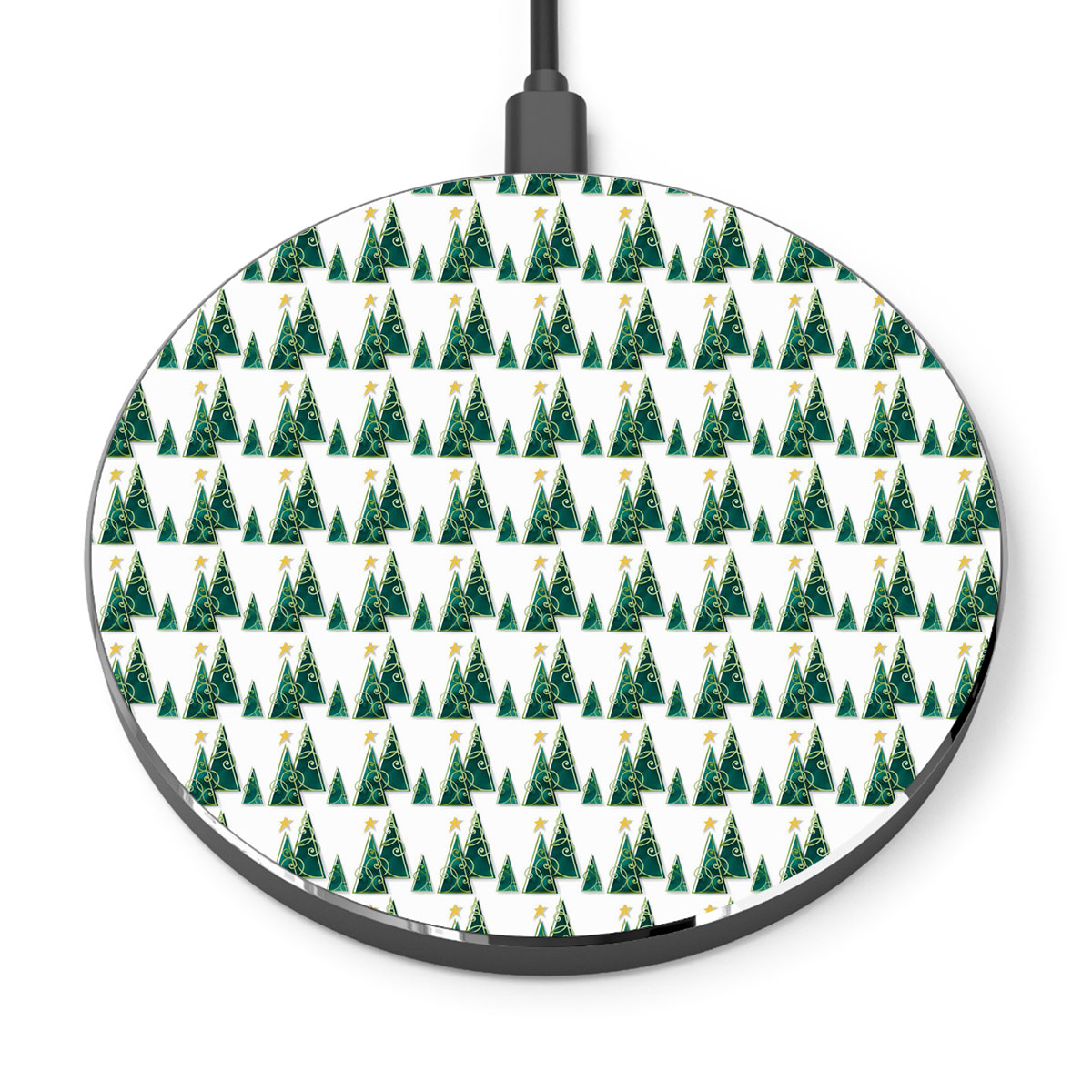 Christmas Tree, Pine Tree, Christmas Tree Star Topper Printed Wireless Charger