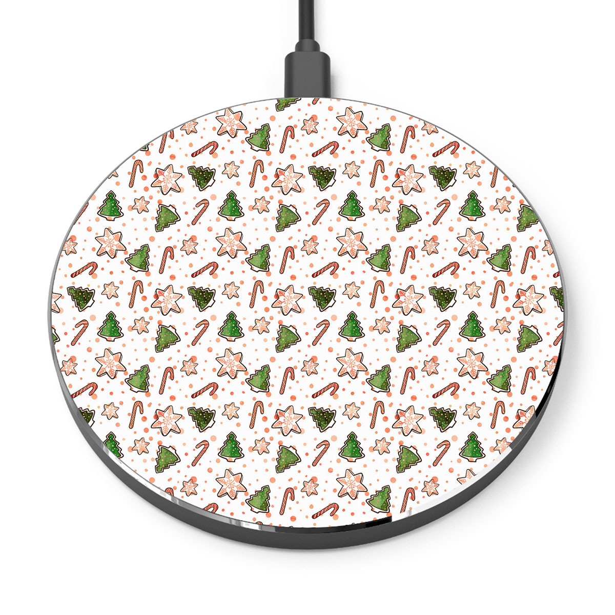 Christmas Tree, Pine Tree, Snowflake And Candy Canes Printed Wireless Charger