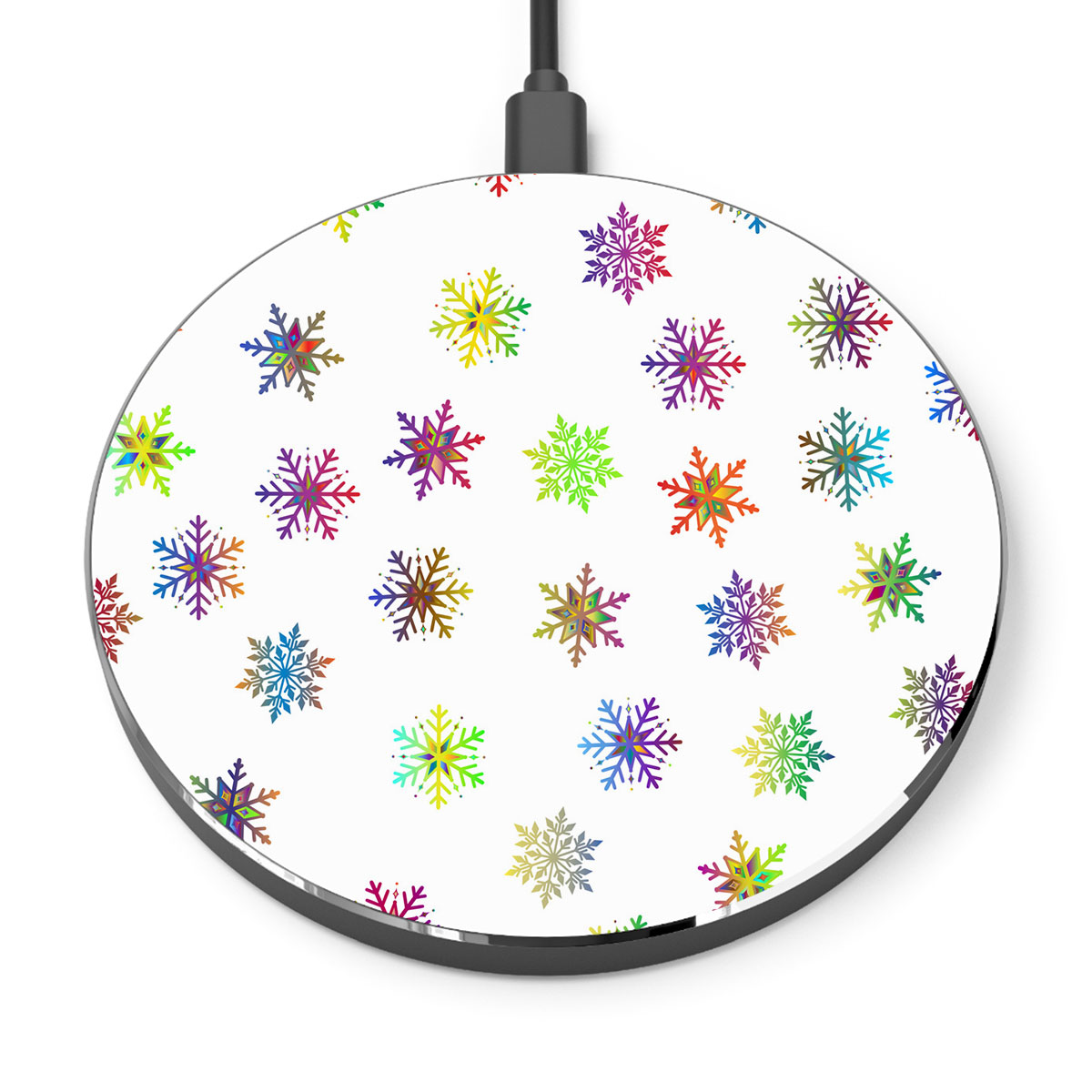 Colorfull Christmas Snowflake Clipart Seamless Pattern Printed Wireless Charger